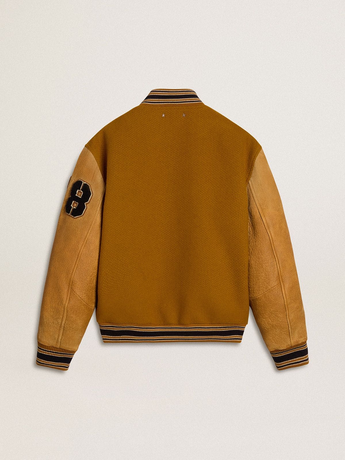 Ochre yellow wool bomber jacket with leather sleeves - Golden Goose Men