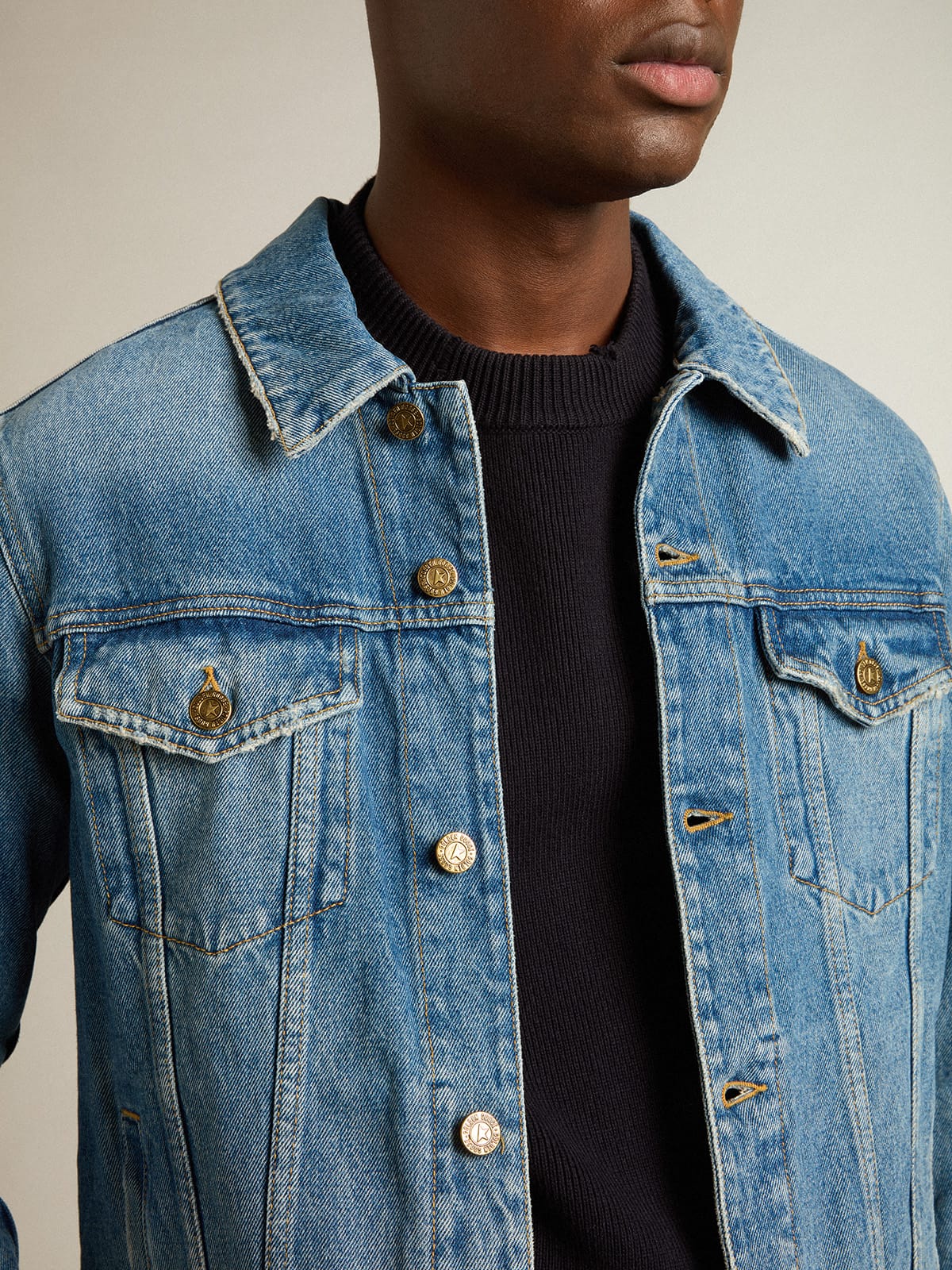 Men's denim jacket with medium wash - Golden Goose Men
