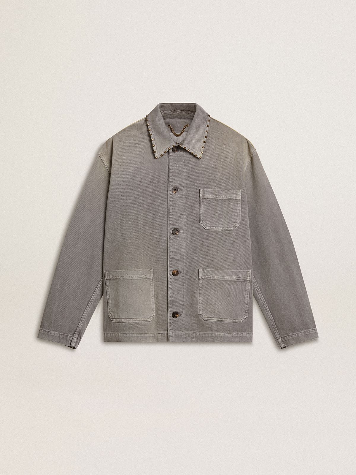 Men's gray denim jacket with studs - Golden Goose Men