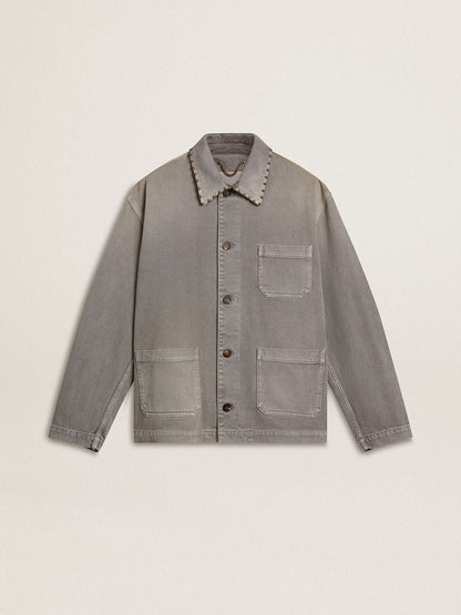 Men's gray denim jacket with studs - Golden Goose Men