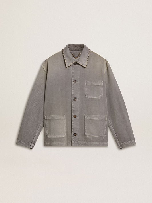 Men's gray denim jacket with studs - Golden Goose Men