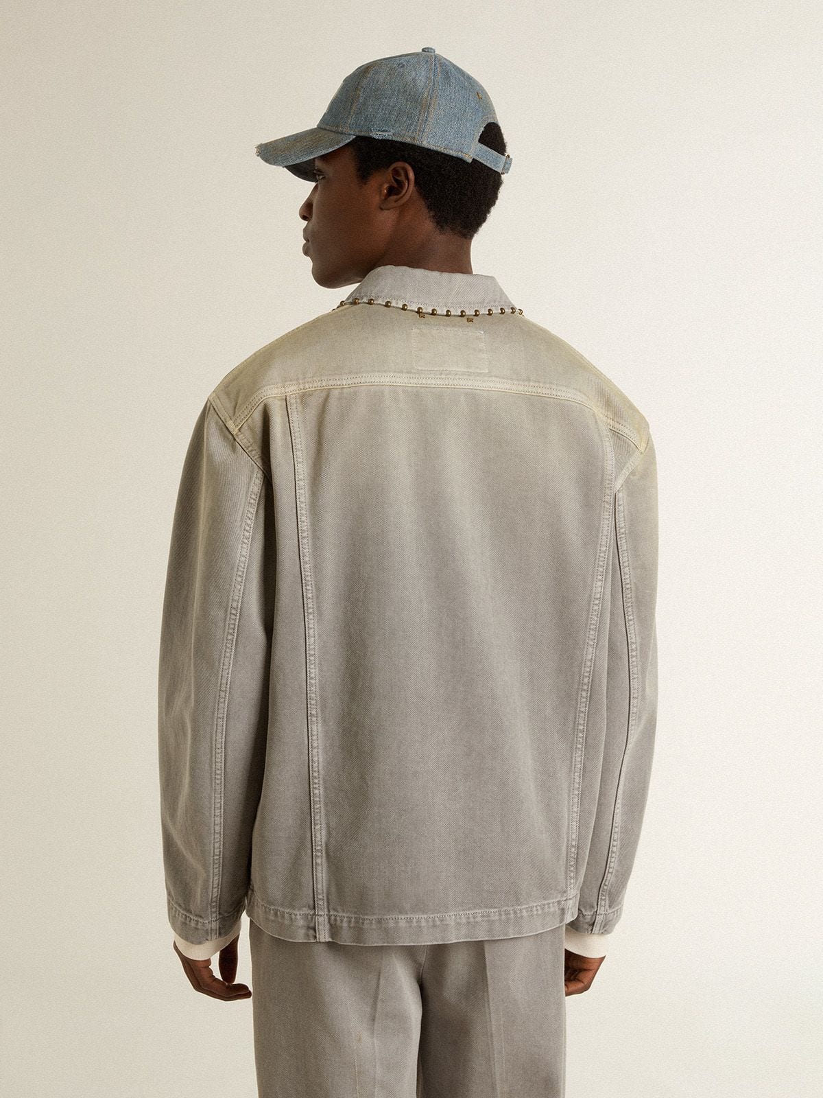 Men's gray denim jacket with studs - Golden Goose Men