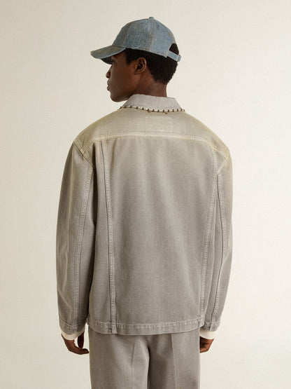 Men's gray denim jacket with studs - Golden Goose Men