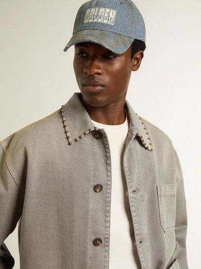 Men's gray denim jacket with studs - Golden Goose Men