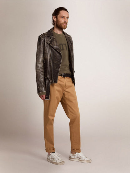 Men’s black leather biker jacket | Golden Goose - Golden Goose Men