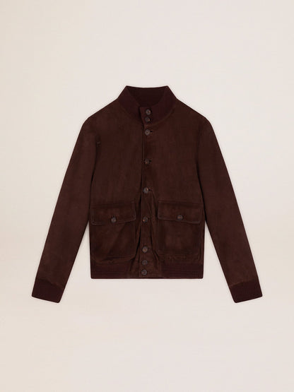 Golden Collection flight jacket in dark brown suede - Golden Goose Men