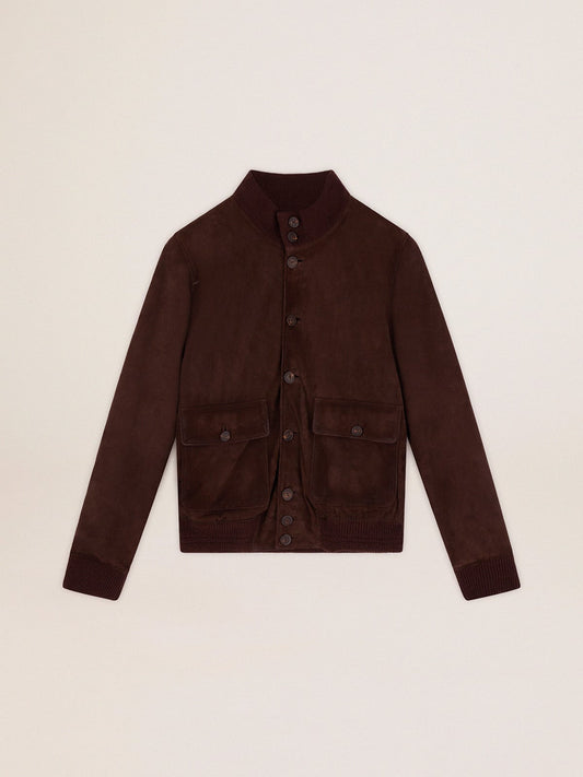 Golden Collection flight jacket in dark brown suede - Golden Goose Men