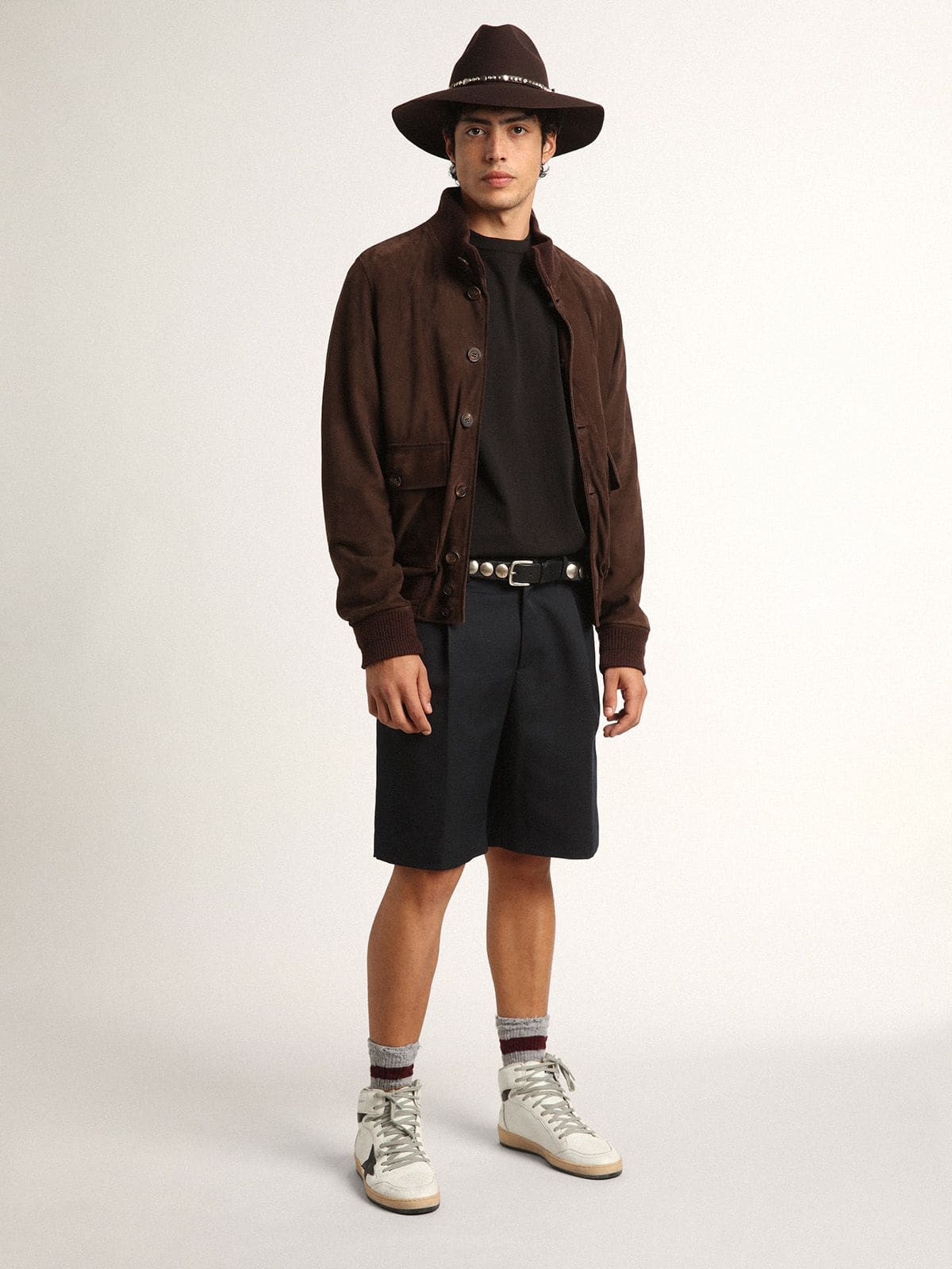 Golden Collection flight jacket in dark brown suede - Golden Goose Men