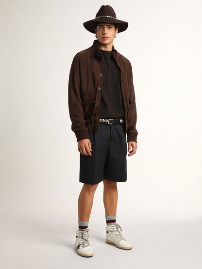Golden Collection flight jacket in dark brown suede - Golden Goose Men