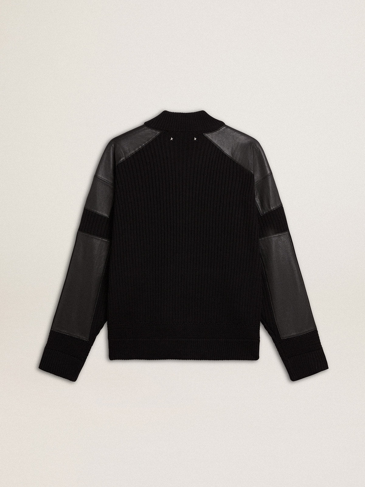 Men's black merino wool jacket with leather patches - Golden Goose Men