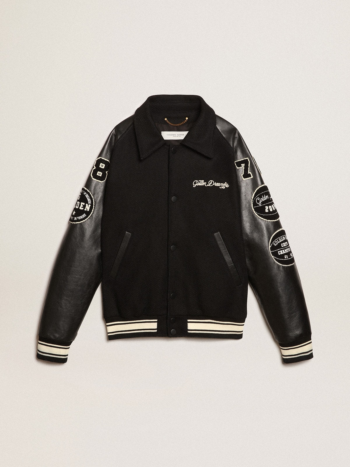 Black wool bomber jacket with patch - Golden Goose Men