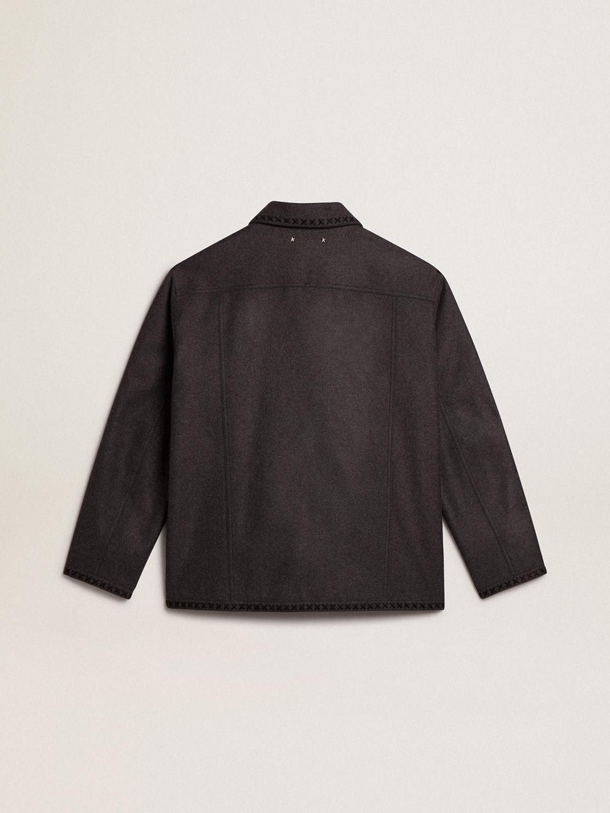 Gray melange woolen jacket with button fastening - Golden Goose Men