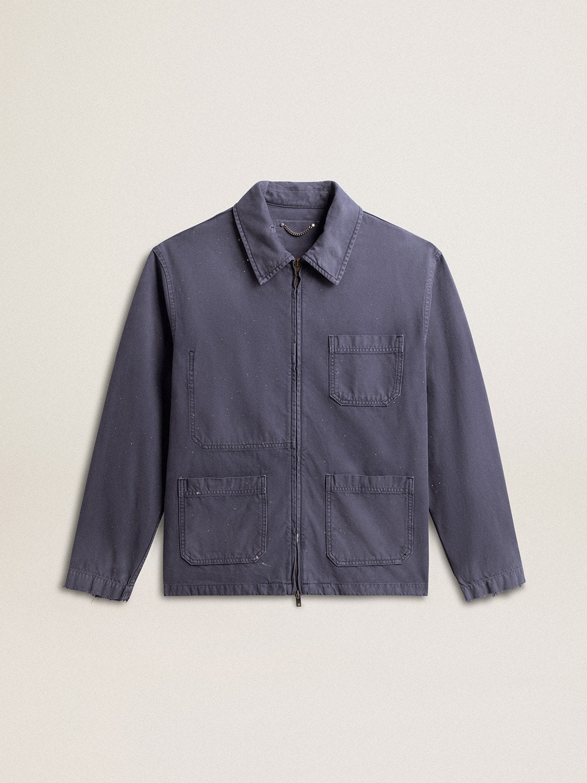 Men's blue jacket in denim cotton with distressed treatment - Golden Goose Men