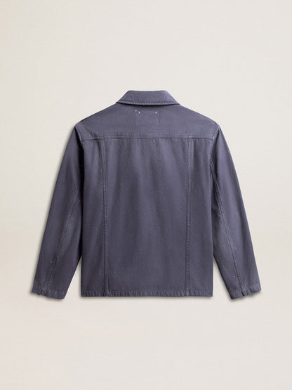 Men's blue jacket in denim cotton with distressed treatment - Golden Goose Men
