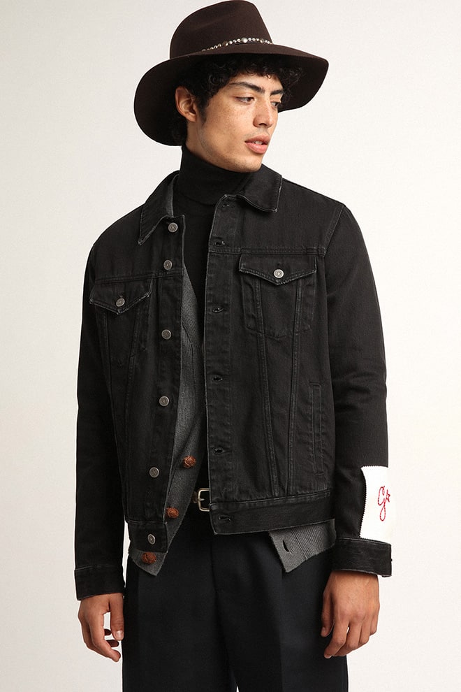 Men’s black one-wash denim jacket - Golden Goose Men