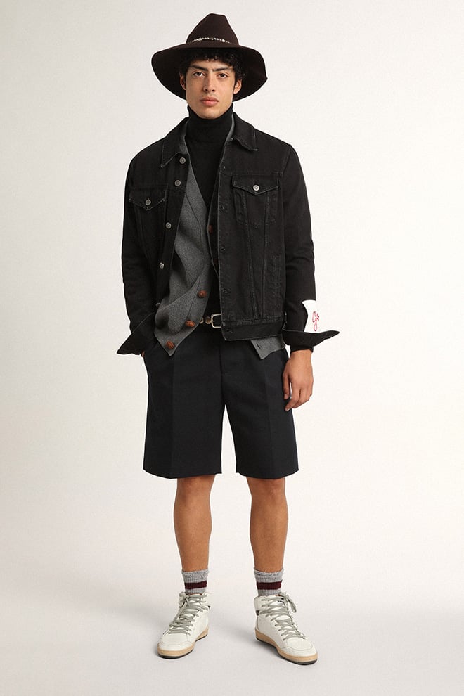 Men’s black one-wash denim jacket - Golden Goose Men