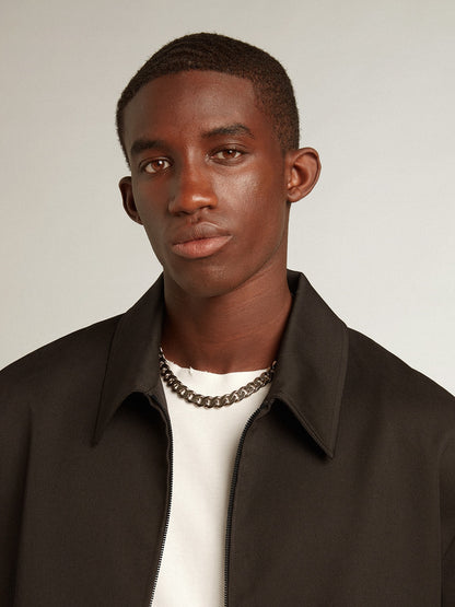 Men’s zip-up jacket in black wool gabardine - Golden Goose Men