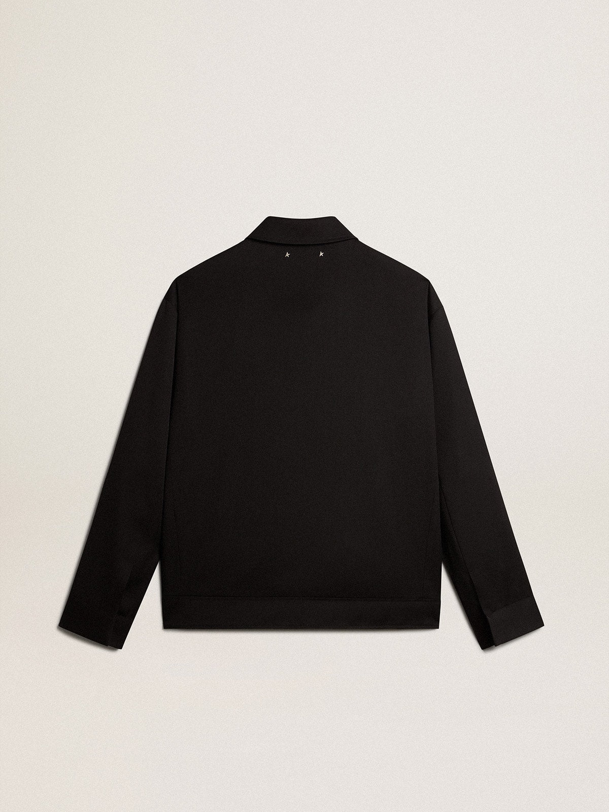 Men’s zip-up jacket in black wool gabardine - Golden Goose Men