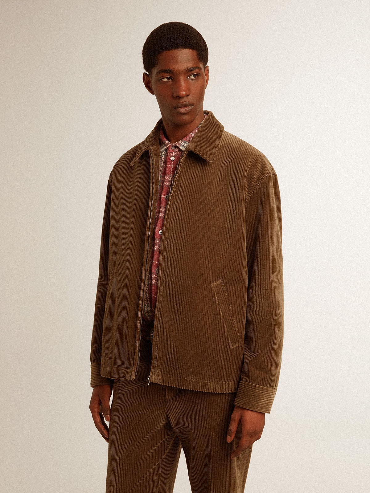 Men's olive-green corduroy jacket - Golden Goose Men