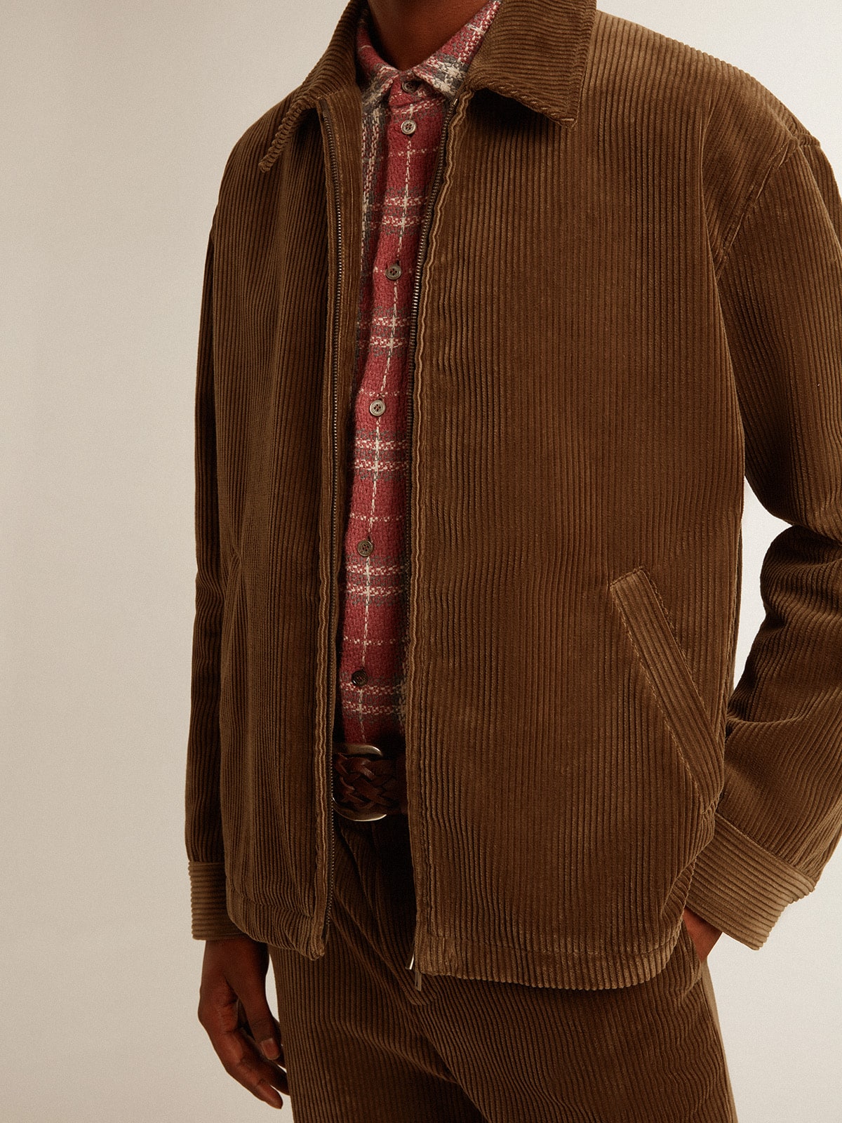 Men's olive-green corduroy jacket - Golden Goose Men