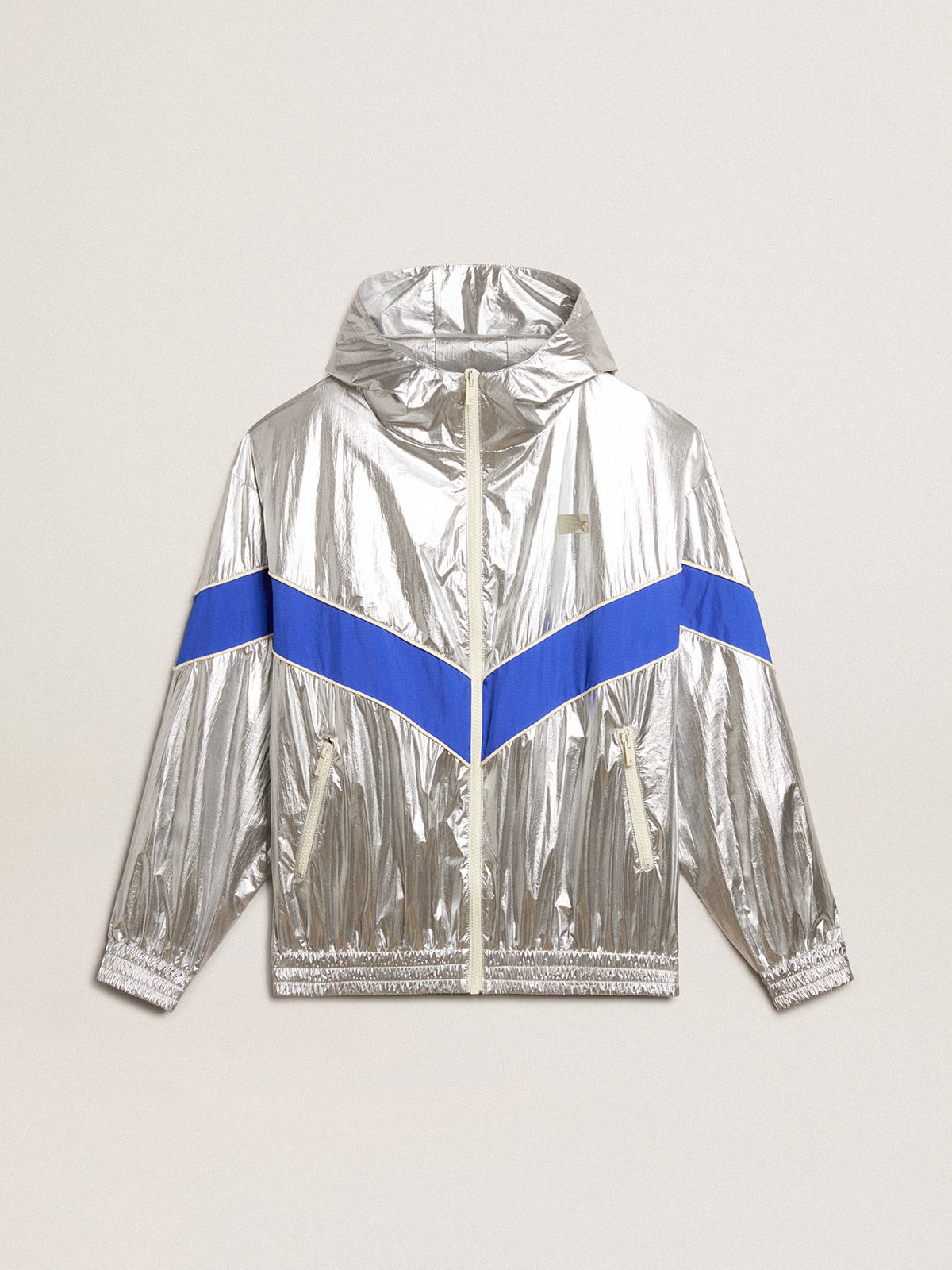 Men's windcheater in silver technical fabric - Golden Goose Men