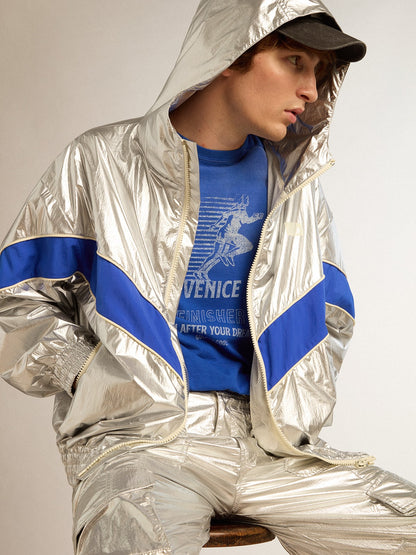 Men's windcheater in silver technical fabric - Golden Goose Men