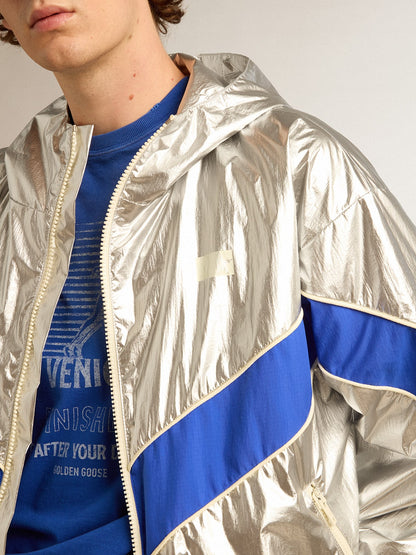 Men's windcheater in silver technical fabric - Golden Goose Men