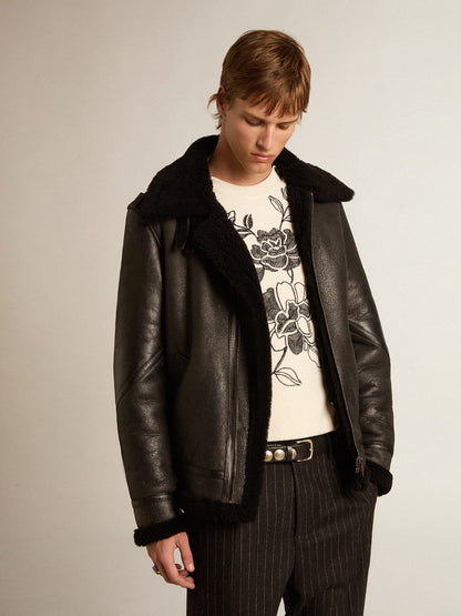 Black sheepskin jacket - Golden Goose Men