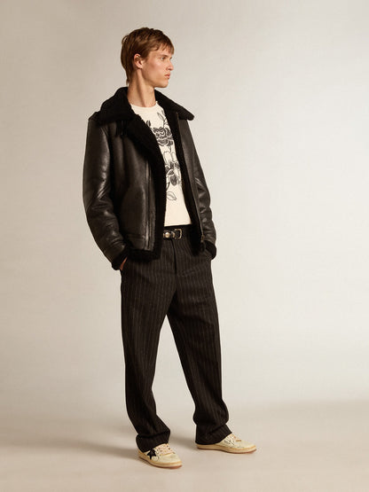 Black sheepskin jacket - Golden Goose Men