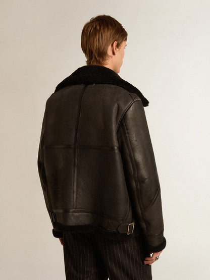 Black sheepskin jacket - Golden Goose Men