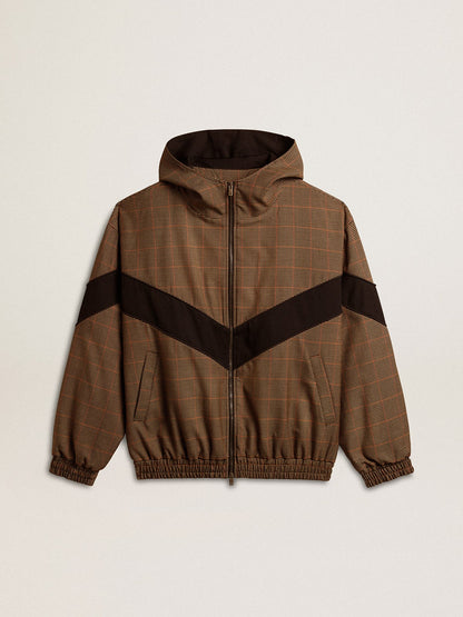 Windcheater in beige and black houndstooth - Golden Goose Men