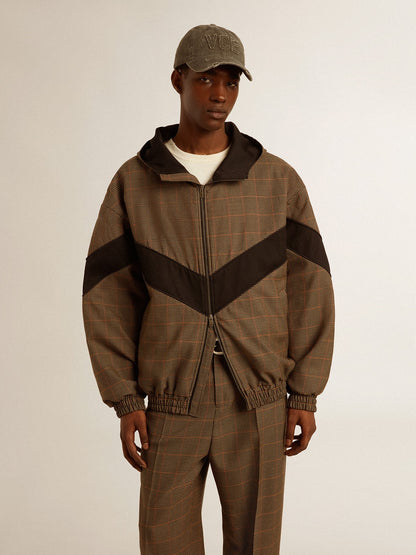 Windcheater in beige and black houndstooth - Golden Goose Men
