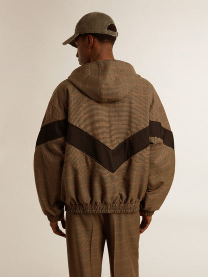 Windcheater in beige and black houndstooth - Golden Goose Men