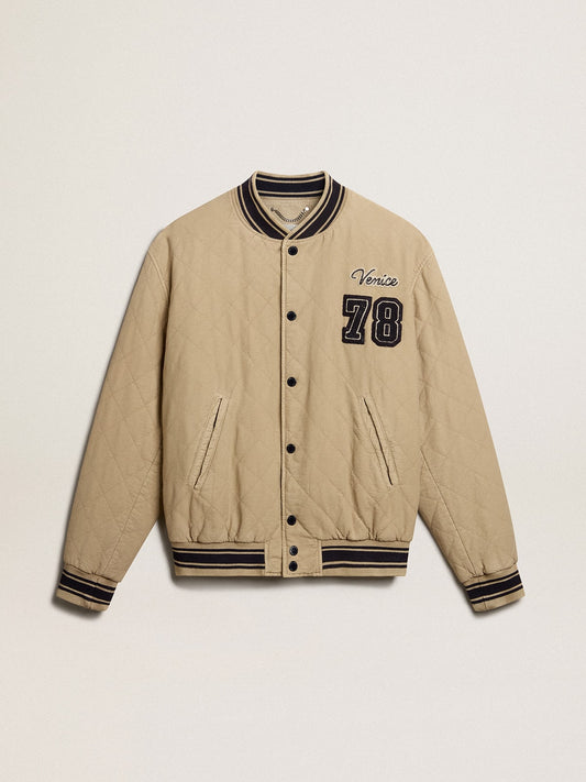 Khaki-colored quilted cotton bomber jacket - Golden Goose Men