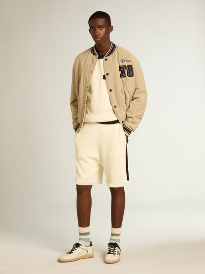 Khaki-colored quilted cotton bomber jacket - Golden Goose Men