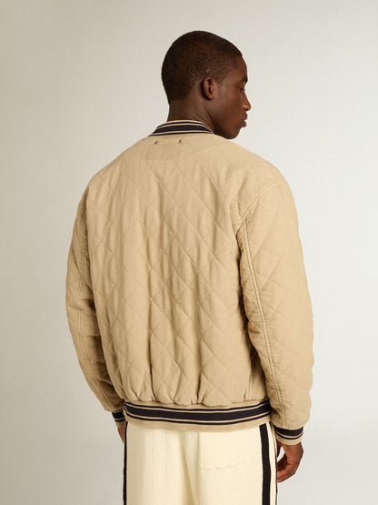 Khaki-colored quilted cotton bomber jacket - Golden Goose Men