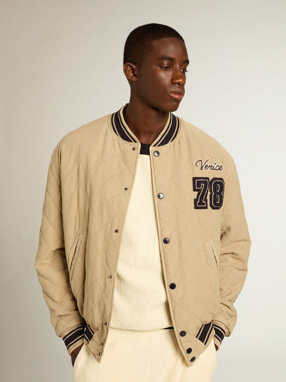 Khaki-colored quilted cotton bomber jacket - Golden Goose Men