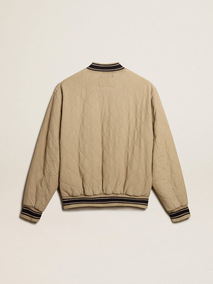 Khaki-colored quilted cotton bomber jacket - Golden Goose Men
