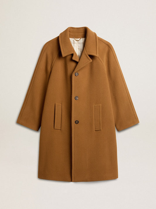 Men's single-breasted coat in tobacco - Golden Goose Men