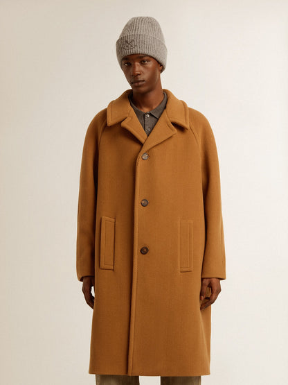 Men's single-breasted coat in tobacco - Golden Goose Men