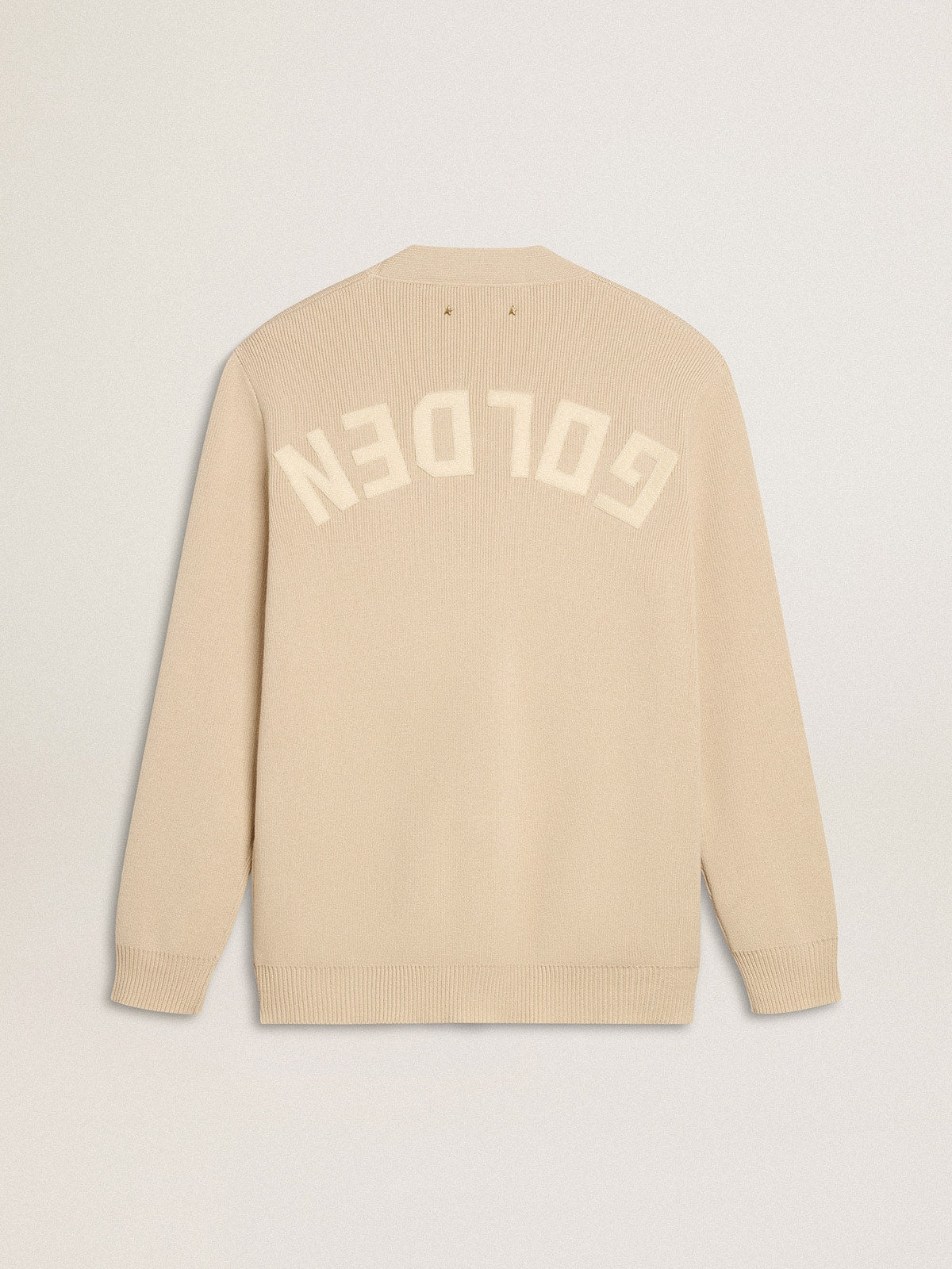 Men’s beige cardigan with 'Golden' lettering on the back - Golden Goose Men