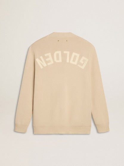 Men’s beige cardigan with 'Golden' lettering on the back - Golden Goose Men