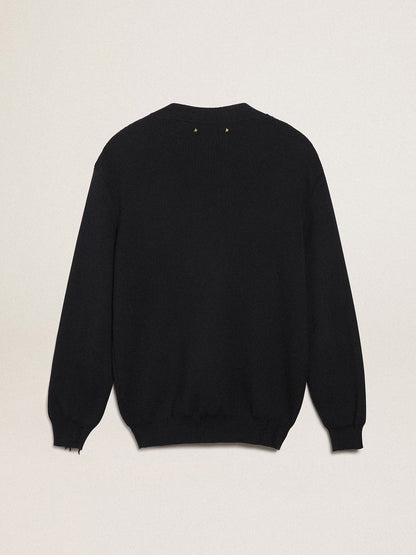 Golden Collection cardigan in dark blue cotton with a distressed finish - Golden Goose Men