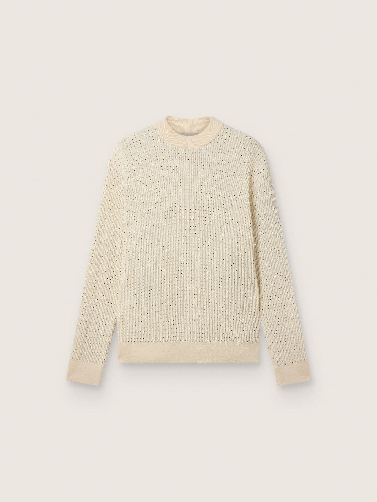 Men's crew-neck sweater in white merino wool with all-over crystals - Golden Goose Men