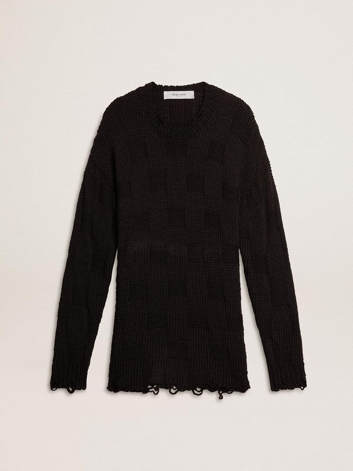 Men's black wool sweater with a distressed effect - Golden Goose Men