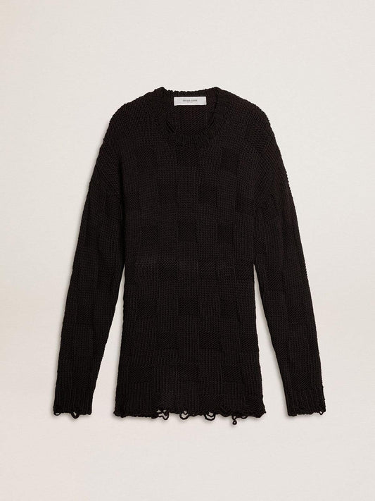 Men's black wool sweater with a distressed effect - Golden Goose Men