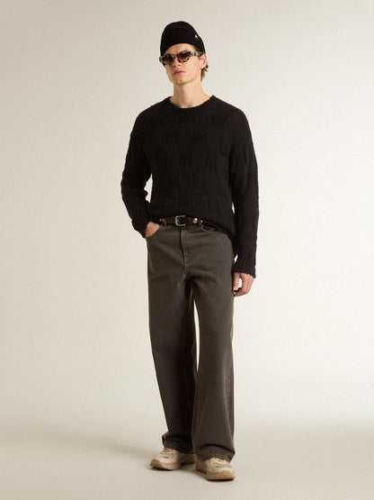 Men's black wool sweater with a distressed effect - Golden Goose Men