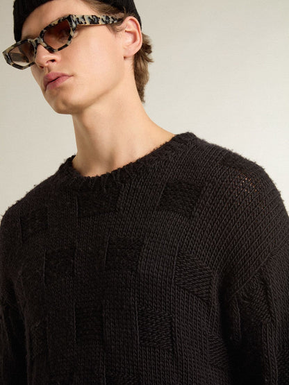 Men's black wool sweater with a distressed effect - Golden Goose Men