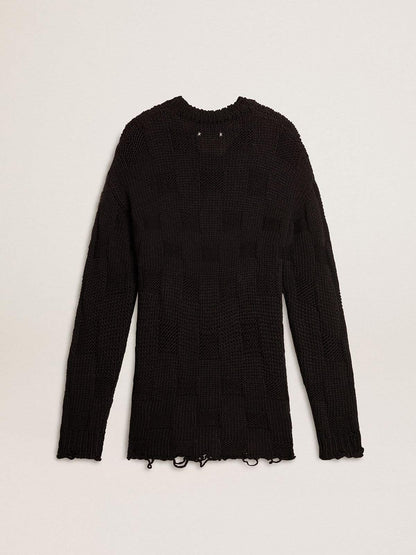 Men's black wool sweater with a distressed effect - Golden Goose Men