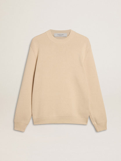 Men’s beige crew neck sweater with ‘Golden’ lettering on the back - Golden Goose Men